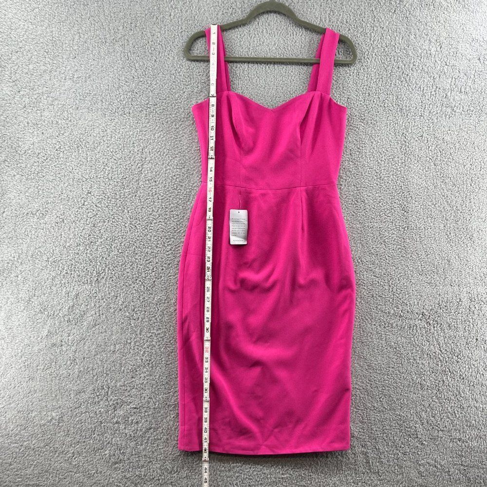 DRESS THE POPULATION Nicole Hot Pink Midi Sweetheart Dress Barbiecore NWT - Picture 8 of 12